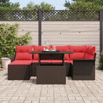 vidaXL Ensemble de canapé de jardin 7 Pièces Marron Poly Rattan