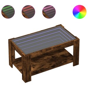 vidaXL Table basse avec LED chêne fumé 93x53x45 cm bois d'ingénierie