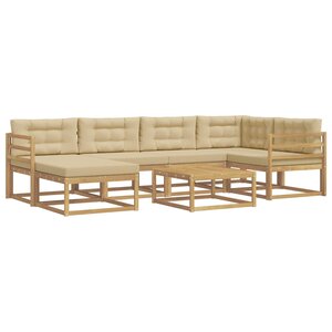 vidaXL Ensemble de canapés d'extérieur 7 pc Blanc et Beige