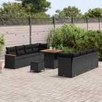 vidaXL Ensemble de canapé de jardin 11 Pièces Noir polyrotin