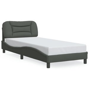 vidaXL Cadre de lit sans matelas Hvar gris foncé 90x190 cm tissu
