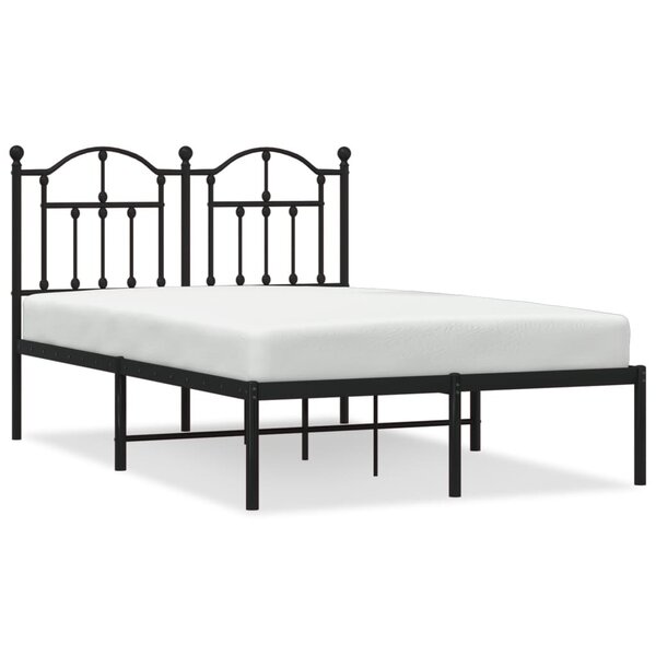 vidaXL Cadre de lit métal sans matelas avec tête de lit noir 120x200cm