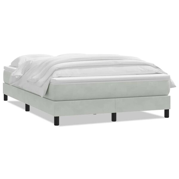 vidaXL Sommier à lattes de lit et matelas gris clair 160x220cm velours