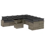 vidaXL Salon de jardin 11 Pièces avec coussins gris résine tressée