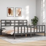 vidaXL Cadre de lit sans matelas gris 200x200 cm bois massif de pin