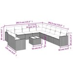 vidaXL Salon de jardin avec coussins 12 Pièces beige résine tressée