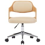 vidaXL Chaise pivotante de bureau Crème Bois courbé et similicuir