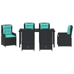 vidaXL Ensemble de salle à manger pour jardin 7 Pièces Noir Poly rotin