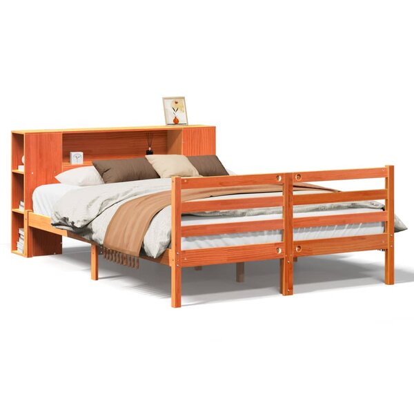 vidaXL Lit bibliothèque sans matelas cire marron 140x200 cm pin massif