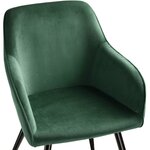 Lot de 4 chaises pieds noir siège de salon cuisine salle à manger design élégant velours vert 08_0000074