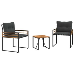 vidaXL Ensemble de meubles d'extérieur avec coussin 3 Pièces Gris foncé