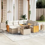 vidaXL Salon de jardin avec coussins 8 Pièces beige résine tressée