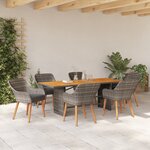 vidaXL Ensemble repas jardin 7 pièces en rattan gris