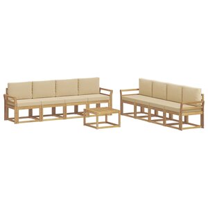 vidaXL Ensemble de canapés d'extérieur 9 pc Blanc et Beige