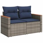 vidaXL Salon de jardin 9 Pièces avec coussins gris résine tressée