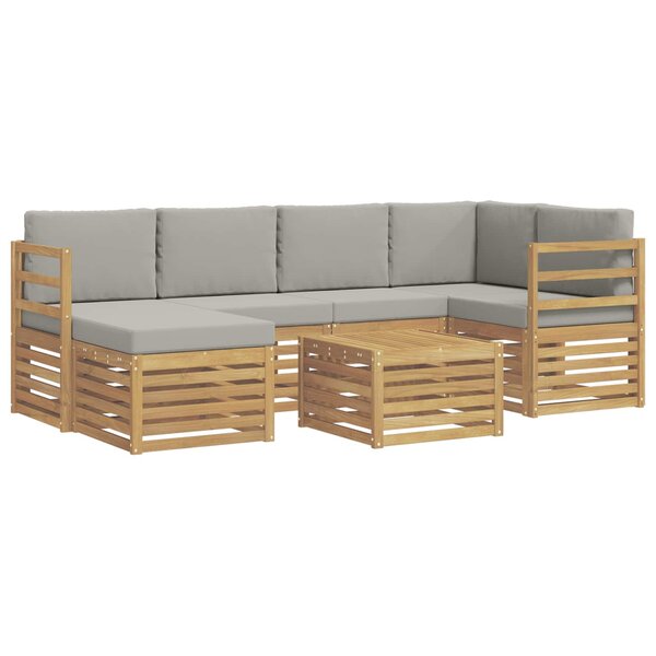 vidaXL Ensemble de canapés d'extérieur 7 pc Blanc et gris clair