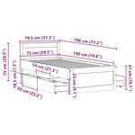 vidaXL Cadre de lit sans matelas avec tête de lit 75x190 cm pin massif
