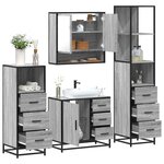 vidaXL Ensemble de meubles de salle de bain 4 Pièces sonoma gris