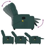 vidaXL Fauteuil inclinable de massage vert foncé tissu