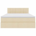 vidaXL Lit avec rangement et LED avec matelas Crème 140 x 200 cm tissu