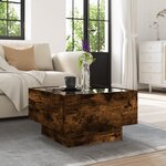 vidaXL Table basse avec LED chêne fumé 50x50x30 cm bois d'ingénierie