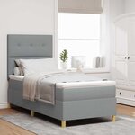 vidaXL Lit à ressort LED avec matelas Gris clair 90 x 200 cm tissu