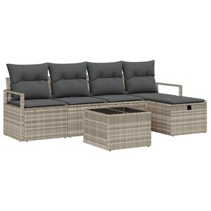 vidaXL Ensemble de Canapés avec coussin 6 Pièces Gris clair polyrotin