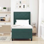 vidaXL Lit à ressorts avec tête de lit Vert foncé 90 x 190 cm Velours