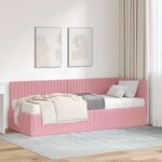 vidaXL Cadre de lit d'angle avec matelas 2 Pièces Gris Velours