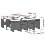 vidaXL Ensemble à manger de jardin et coussins 9 Pièces marron poly rotin