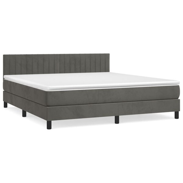 vidaXL Sommier à lattes de lit et matelas Gris foncé 180x200cm Velours