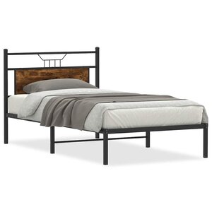 vidaXL Cadre de lit sans matelas chêne fumé 107x203 cm bois ingénierie