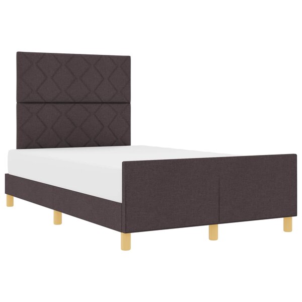 vidaXL Cadre de lit avec tête de lit Marron foncé 120 x 190 cm tissu