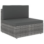 vidaXL Salon de jardin 6 Pièces avec coussins Gris Résine tressée