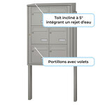 Bloc collectif leabox.com  2x3  grade 3  simple face  Extérieur  fixation sur pieds à sceller   Gris agate RAL 7038 finition brillante