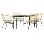 vidaXL Ensemble à manger jardin 5Pièces marron poly rotin verre