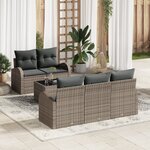 vidaXL Ensemble de Canapé de Jardin de 6 Pièces avec Coussins Gris Rotin Synthétique