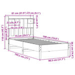 vidaXL Lit bibliothèque sans matelas cire marron 75x190 cm pin massif