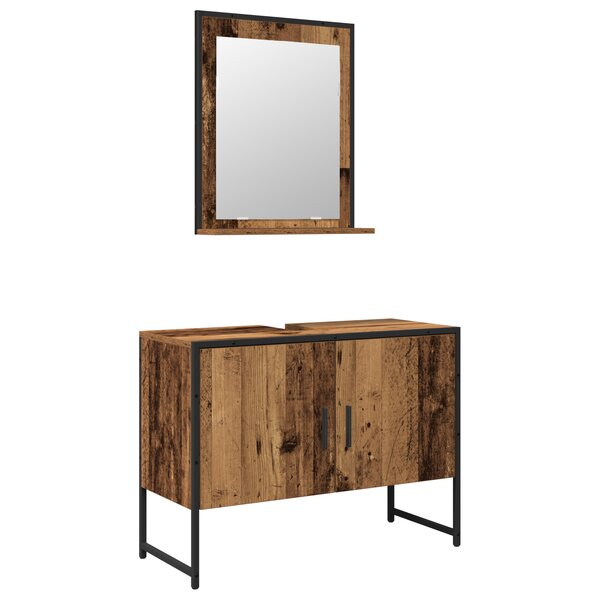 vidaXL Ensemble de meubles de salle de bain 2 pièces en bois ancien et bois aggloméré