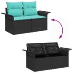 vidaXL Ensemble de canapé de jardin 7 Pièces Noir et turquoise