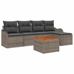 vidaXL Ensemble de canapé de jardin 6 Pièces Gris Poly rotin