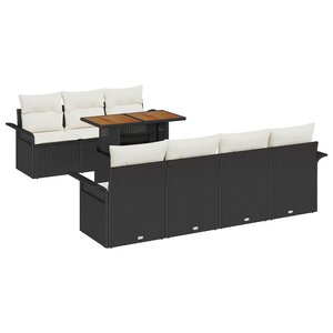 vidaXL Ensemble de canapé de jardin 8 Pièces Noir Poly rotin