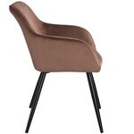 Lot de 4 chaises pieds noir siège de salon cuisine salle à manger design élégant velours marron 08_0000078