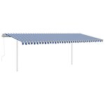 vidaXL Auvent automatique rétractable avec poteaux 6x3 m Bleu et blanc