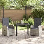 vidaXL Ensemble de salle à manger pour jardin 3 Pièces Gris polyrotin