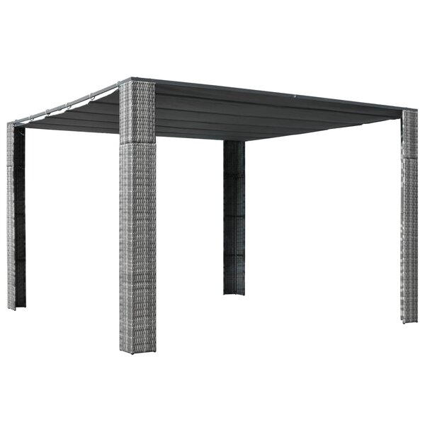 vidaXL Tonnelle et toit Résine tressée 300x300x200cm Gris / anthracite