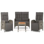 vidaXL Ensemble à manger jardin 4Pièces et coussins Gris Résine tressée