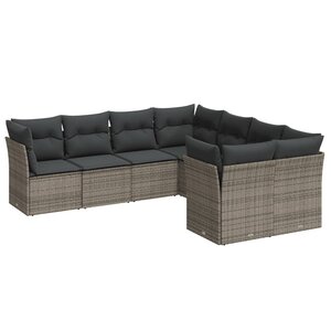 vidaXL Salon de jardin 8 Pièces avec coussins gris résine tressée