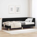 vidaXL Cadre de lit d'angle avec matelas 2 pc Noir 100 x 200 cm tissu