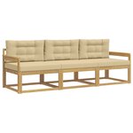 vidaXL Ensemble de canapés d'extérieur 3 Pièces Blanc et Beige Polyester